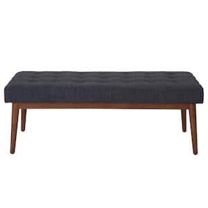West Park Navy Fabric with Coffeeed Legs Bench