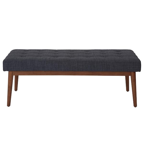 OSP Home Furnishings West Park Navy Fabric with Coffeeed Legs Bench
