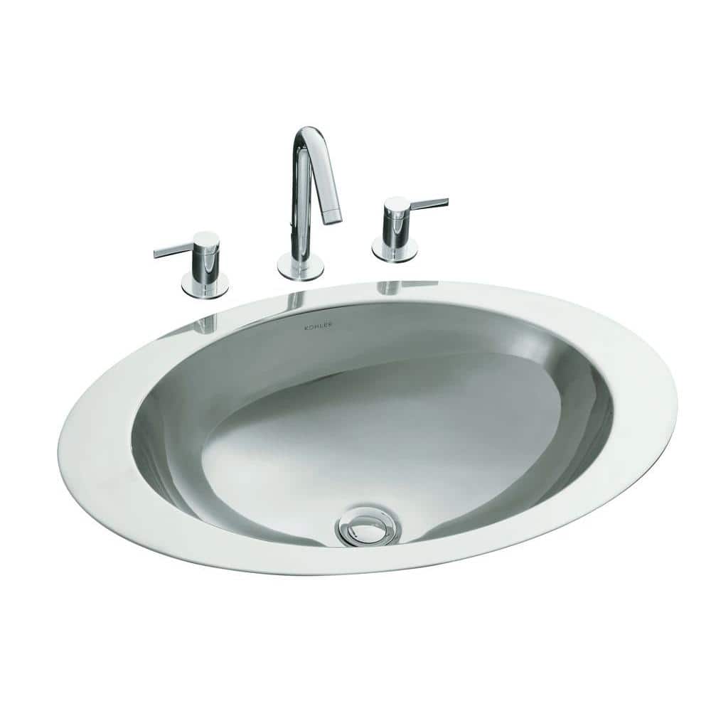 Kohler Rhythm Drop In Oval Stainless Steal Bathroom Sink In Mirror K 2603 Mu Na The Home Depot