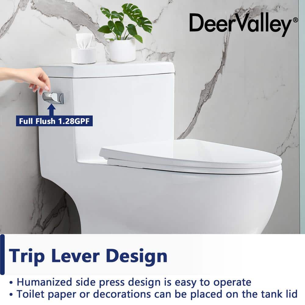 White Elongated One-Piece High Efficiency Toilet with ADA Seat