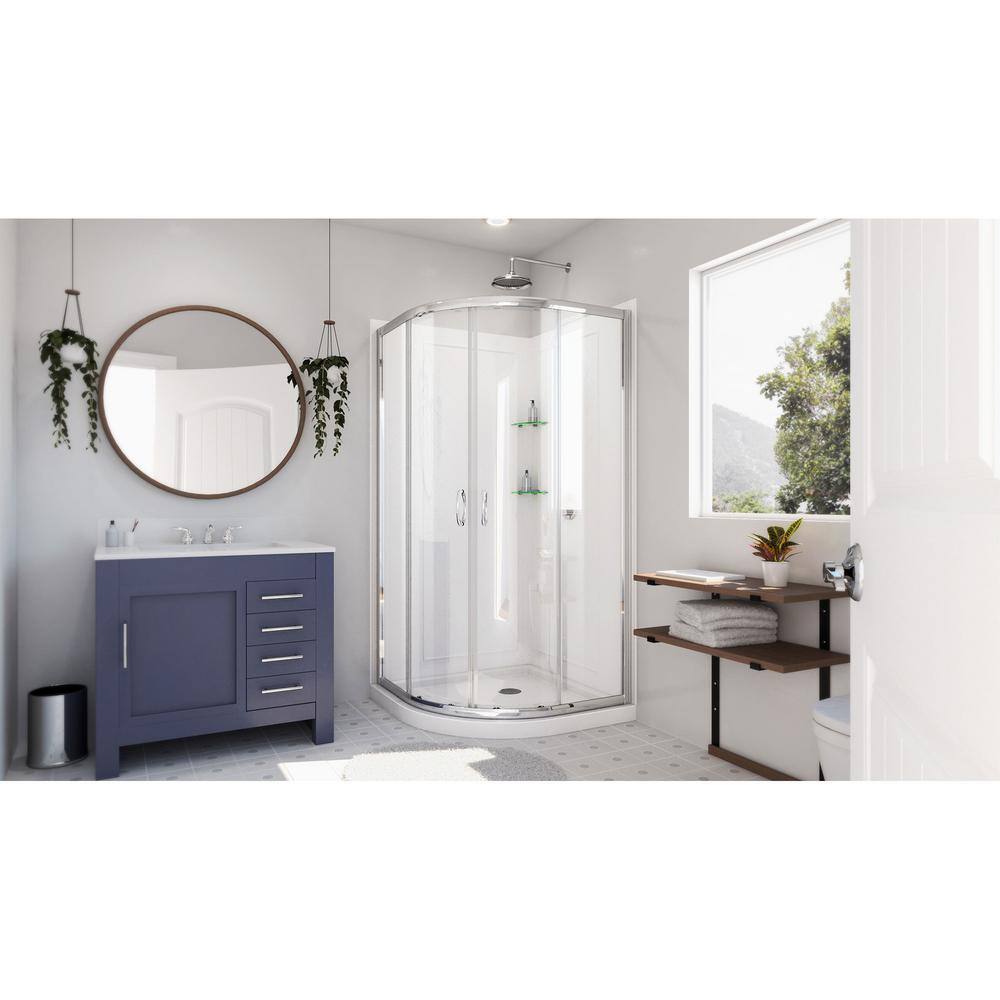 Prime 38" Round Frameless Shower Enclosure with Frosted Glass