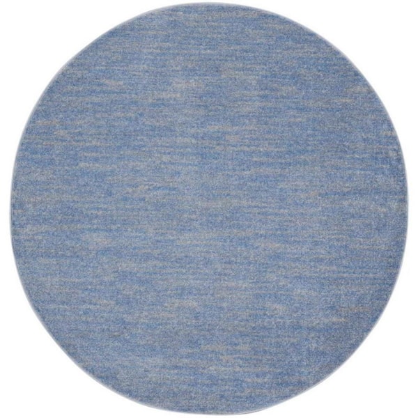 Blue, Gray 6 ft. x 6 ft. Woven Polypropylene Indoor/Outdoor Area Rug