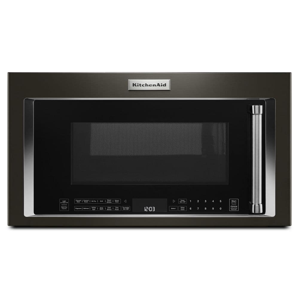 KitchenAid 30 in. W 1.9 cu. ft. 1800-Watt Over the Range Microwave with Air Fry in Black Stainless Steel, Black Stainless Steel with PrintShieldâ„¢ Finish