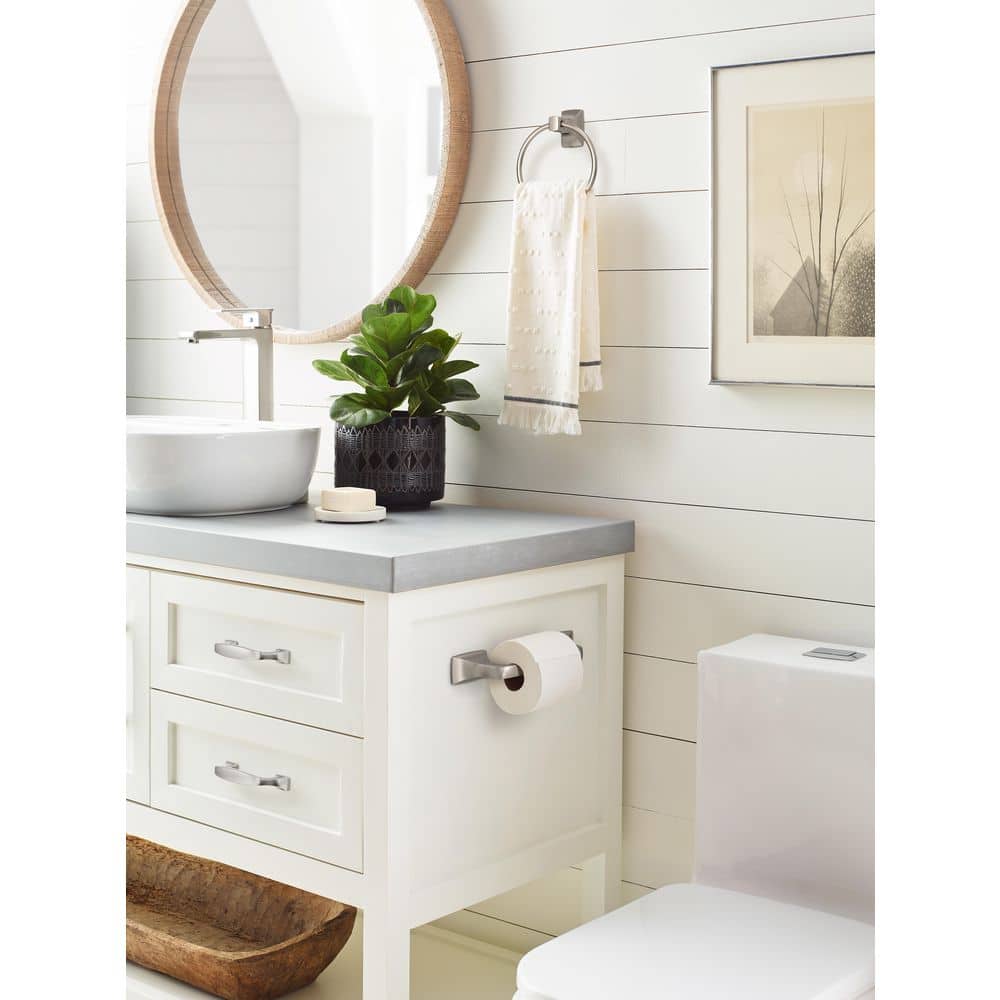 Brushed Nickel Pivoting Double Post Toilet Paper Holder