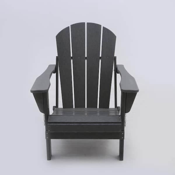 Uixe Gray Folding Plastic Adirondack Chair (Set of 2) ADK-2SET-HS