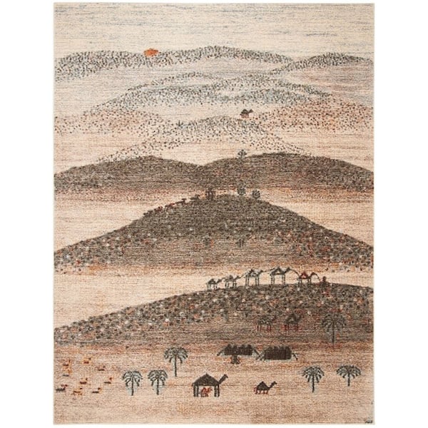 Gabbeh 8 ft. x 10 ft. Cream/Olive Abstract Hills Area Rug