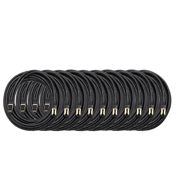 Micro Connectors, Inc 10 ft. CAT8 (S/FTP) 26AWG Double Shielded RJ45 Snagless Ethernet Cable Black 10-Pack