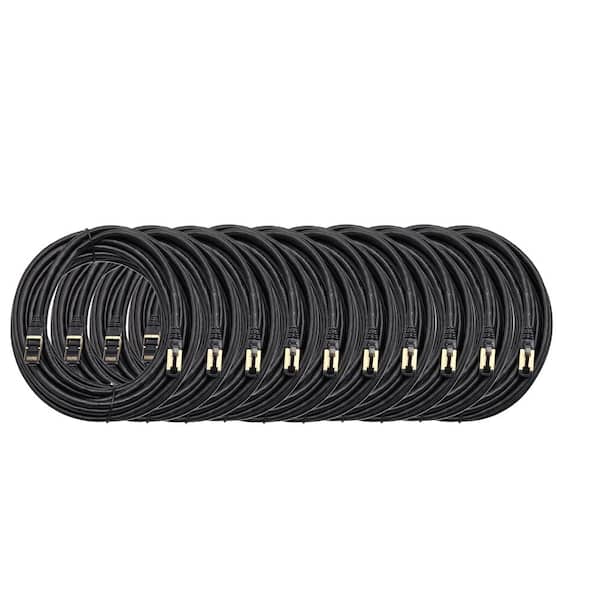 25 ft. CAT8 (S/FTP) 26-AWG Double Shielded RJ45 Snagless Ethernet Cable Black 10-Pack