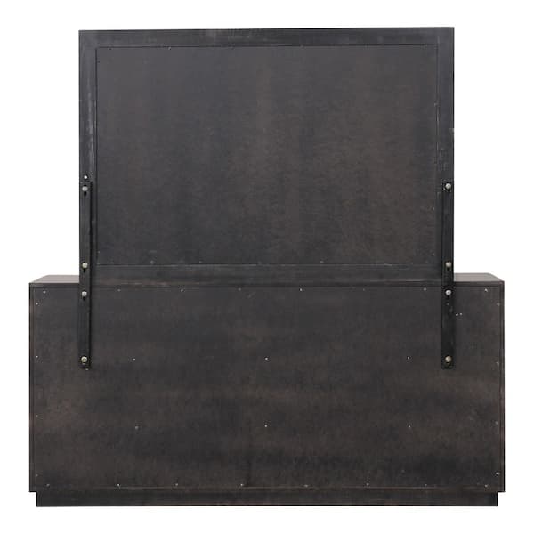 Rove Black 6-Drawer 66 in. Dresser with Mirror and Gold-Painted Pattern