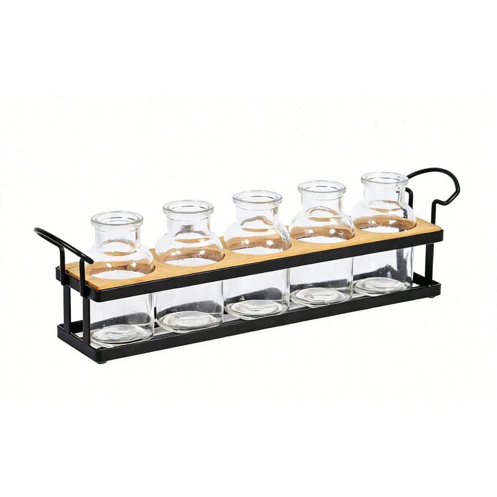 Black Metal Stand Tabletop Plant Propagation Station with 5 Glass Jars, Hydroponic Planter for Indoor Gardening price history on PriceWatchPro