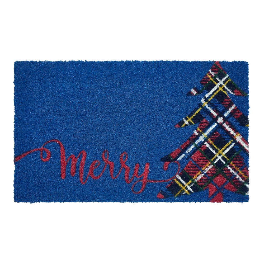 Merry Plaid Tree Blue 18 in. x 30 in. Coir Printed Outdoor Door Mat price history on PriceWatchPro