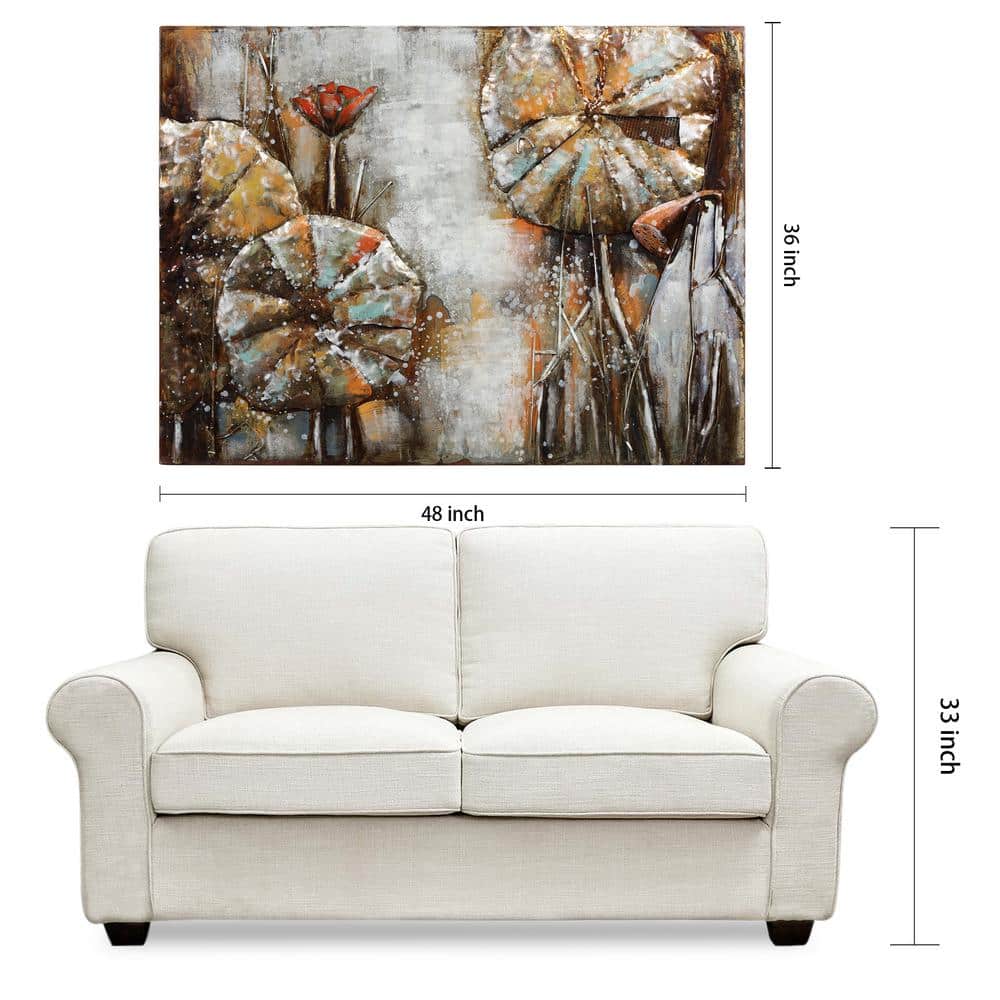 Primo 36" x 48" Mixed Media Iron Water Lily Pads Wall Sculpture