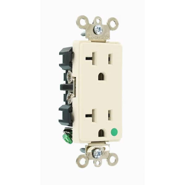 Decora Plus 20 Amp 125 V Hospital Grade Duplex Outlet/Receptacle, Light Almond (1-Pack) 16362-HGT
