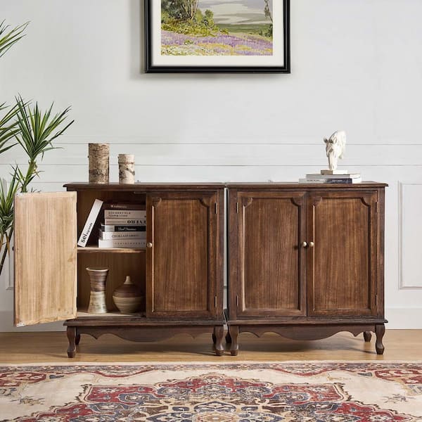 JAYDEN CREATION Elpenor Walnut 34 in. H 2-Door Accent Cabinet with