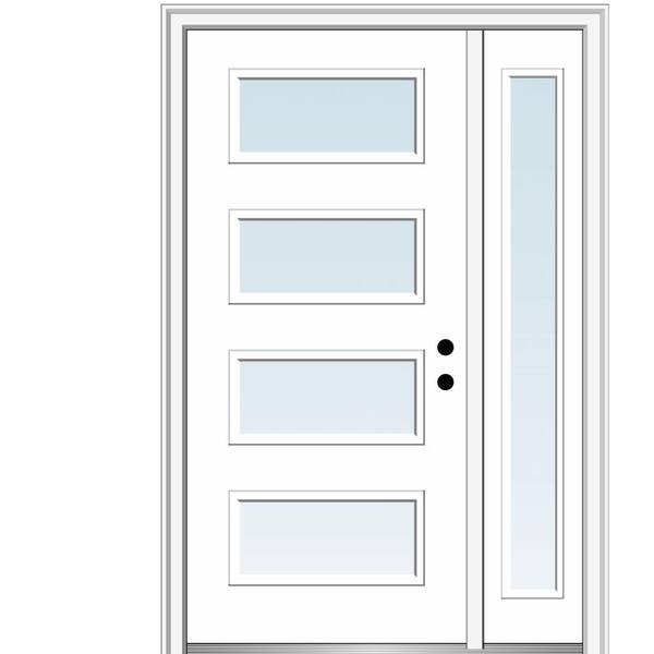 MMI Door Celeste 48 in. x 80 in. Left-Hand Inswing 4-Lite Clear Low-E Primed Fiberglass Prehung Front Door on 4-9/16 in. Frame