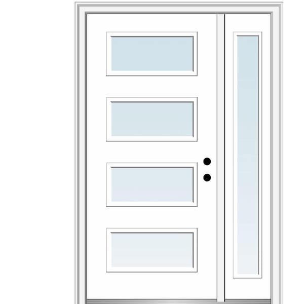 MMI Door Celeste 48 in. x 80 in. Left-Hand Inswing 4-Lite Frosted Glass Primed Fiberglass Prehung Front Door on 6-9/16 in. Frame