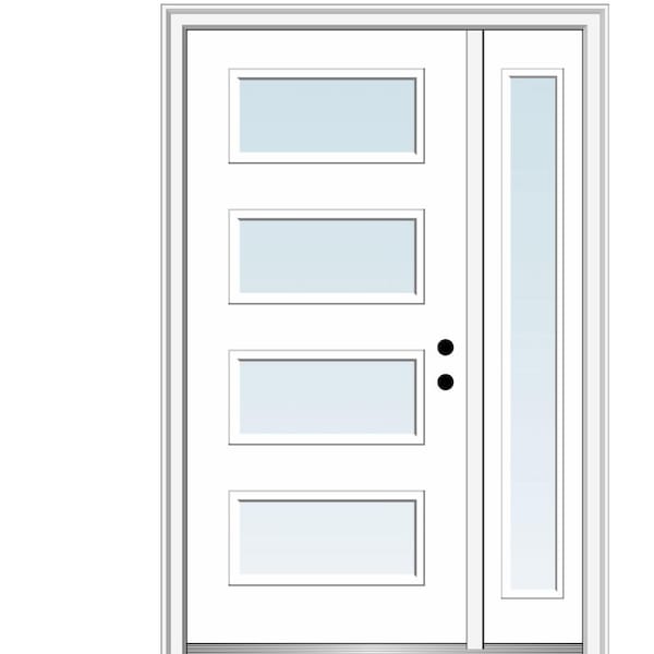 MMI DOOR Celeste 48 in. x 80 in. Left-Hand Inswing 4-Lite Clear Low-E Primed Fiberglass Prehung Front Door on 6-9/16 in. Frame