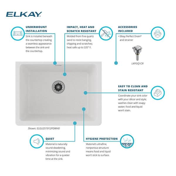 Elkay Quartz Classic 25 inch Drop-In Laundry Sink - Putty ELG252212PDPT0