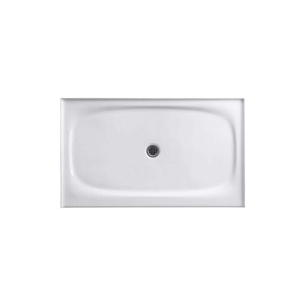 Salient 60" x 36" White Cast Iron Shower Base with Center Drain