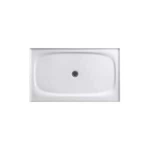 Salient 60 in. x 36 in. Cast Iron Single Threshold Shower Base with Center Drain in White