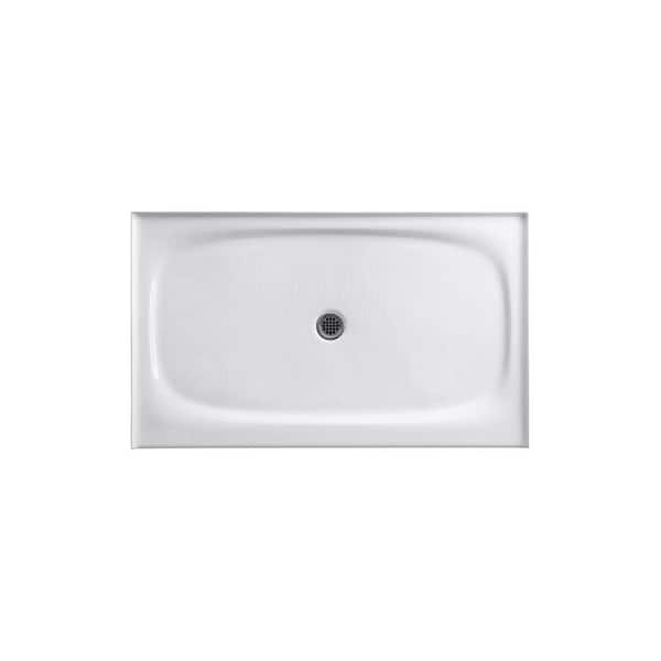 Salient 60 in. x 36 in. Cast Iron Single Threshold Shower Base with Center Drain in White