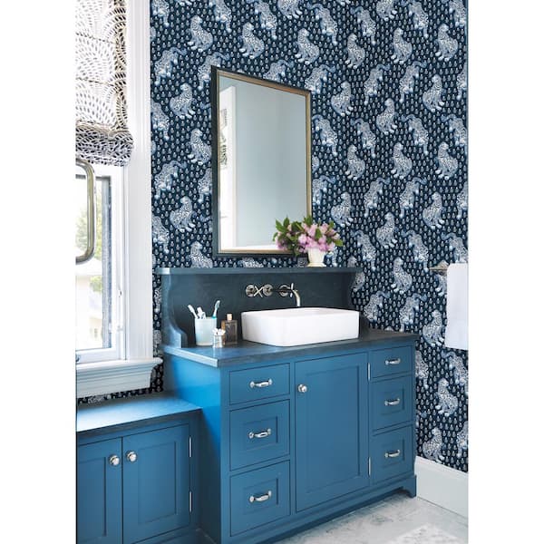 Blue Tiger Queen Peel and Stick Wallpaper Sample