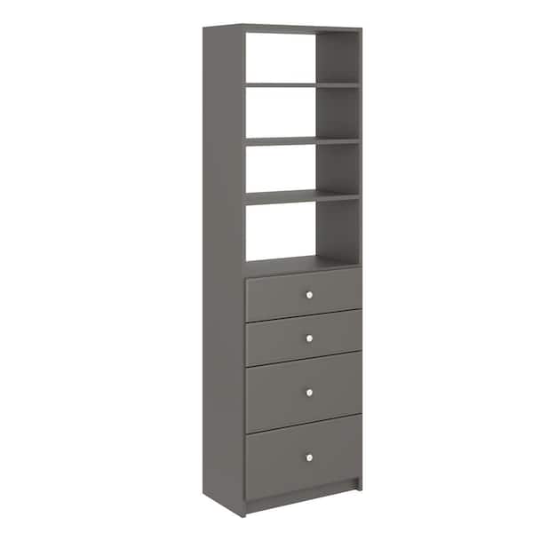 SimplyNeu SNT5-ML 14 in. W D x 25.375 in. W x 84 in. H Storm Drawer and Shelving Tower Wood Closet System - 1