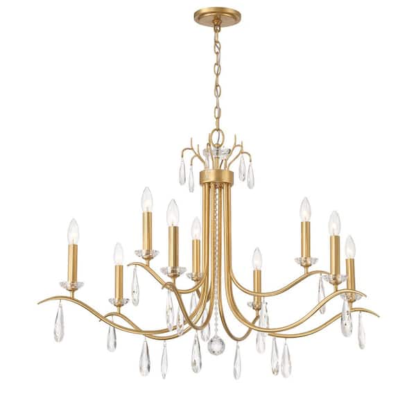 00633779095399, Rollins 9 Light Antique Gold Chandelier