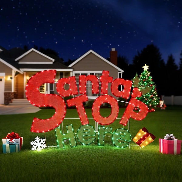 Starfree 47 in. W Outdoor Christmas Decoration Santa Stop Here