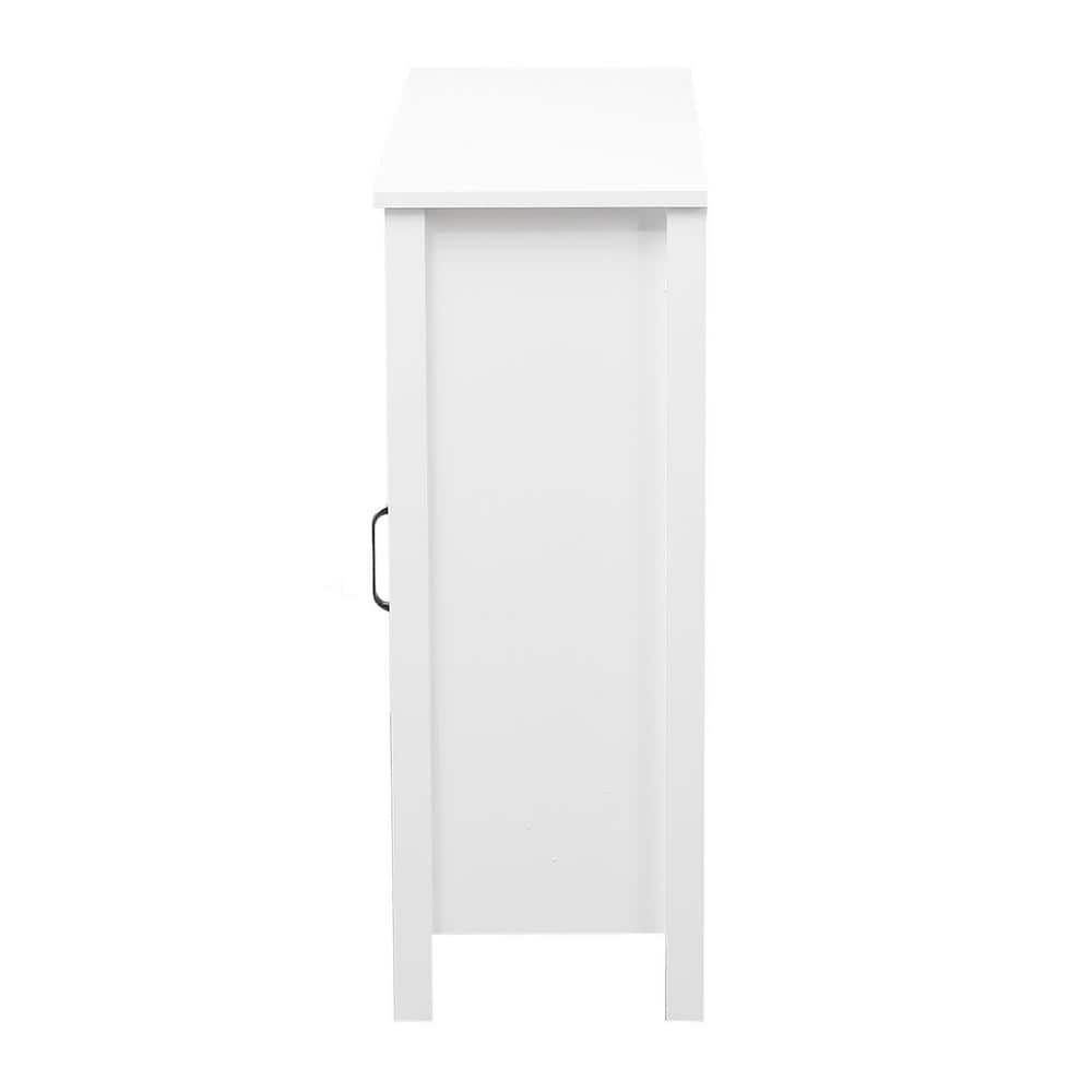 White MDF Bathroom Cabinet with Adjustable Shelving and Sliding Door