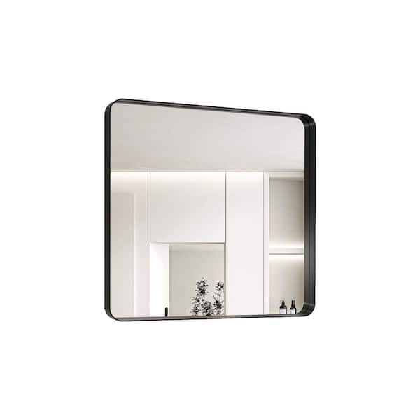 36 in. W x 36 in. H Rectangular Framed Wall Bathroom Vanity Mirror in Black