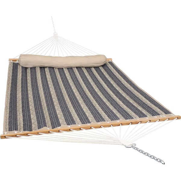 Unbranded 10 ft. Reversible Outdoor Quilted Fabric Hammock with Spreader Bars And 450 lbs. Capacity for 2-Person in Brown