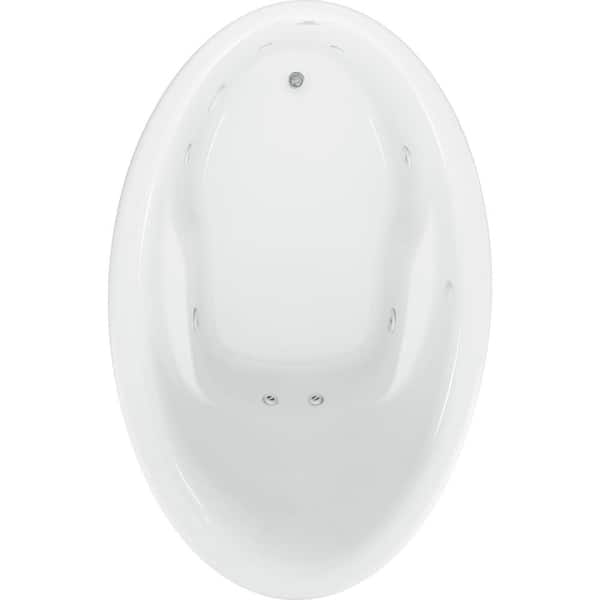 Aquatic Starla 60 in. Acrylic Oval Drop-in Whirlpool Bathtub with Heater Reversible Drain in White