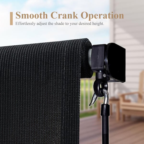 vicllax 9 ft. x 8 ft. Graphite Outdoor Roller Shade with Hand