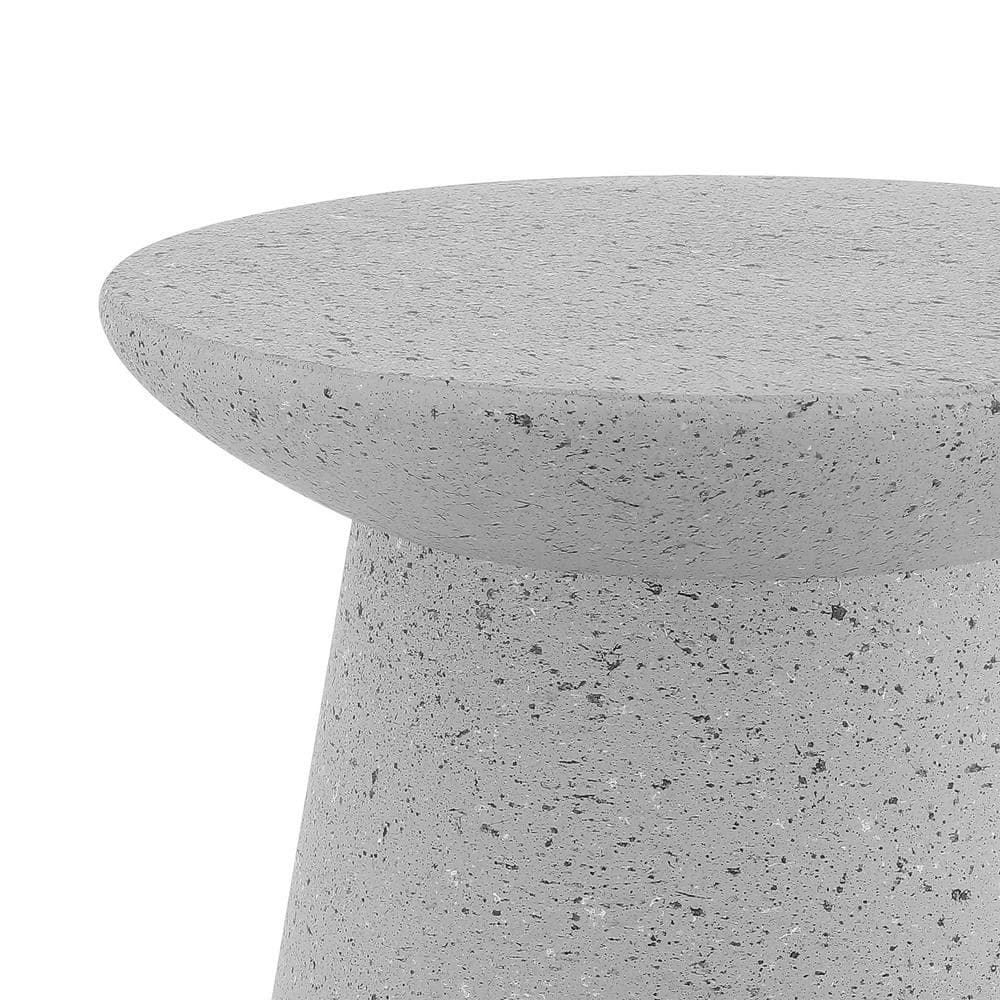 Hollie 18" Gray Terrazzo Minimalist Drum Accent Table