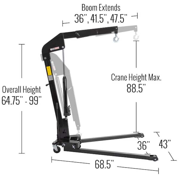 Black Widow 1-Ton Folding Shop Crane FSCRANE1 - The Home Depot
