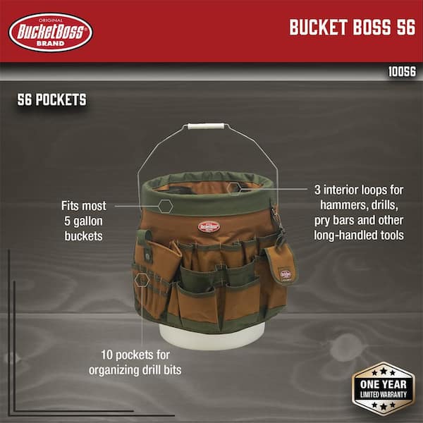 35-Pocket 5-Gallon Bucket Canvas Organizer Bag with Drill Holster