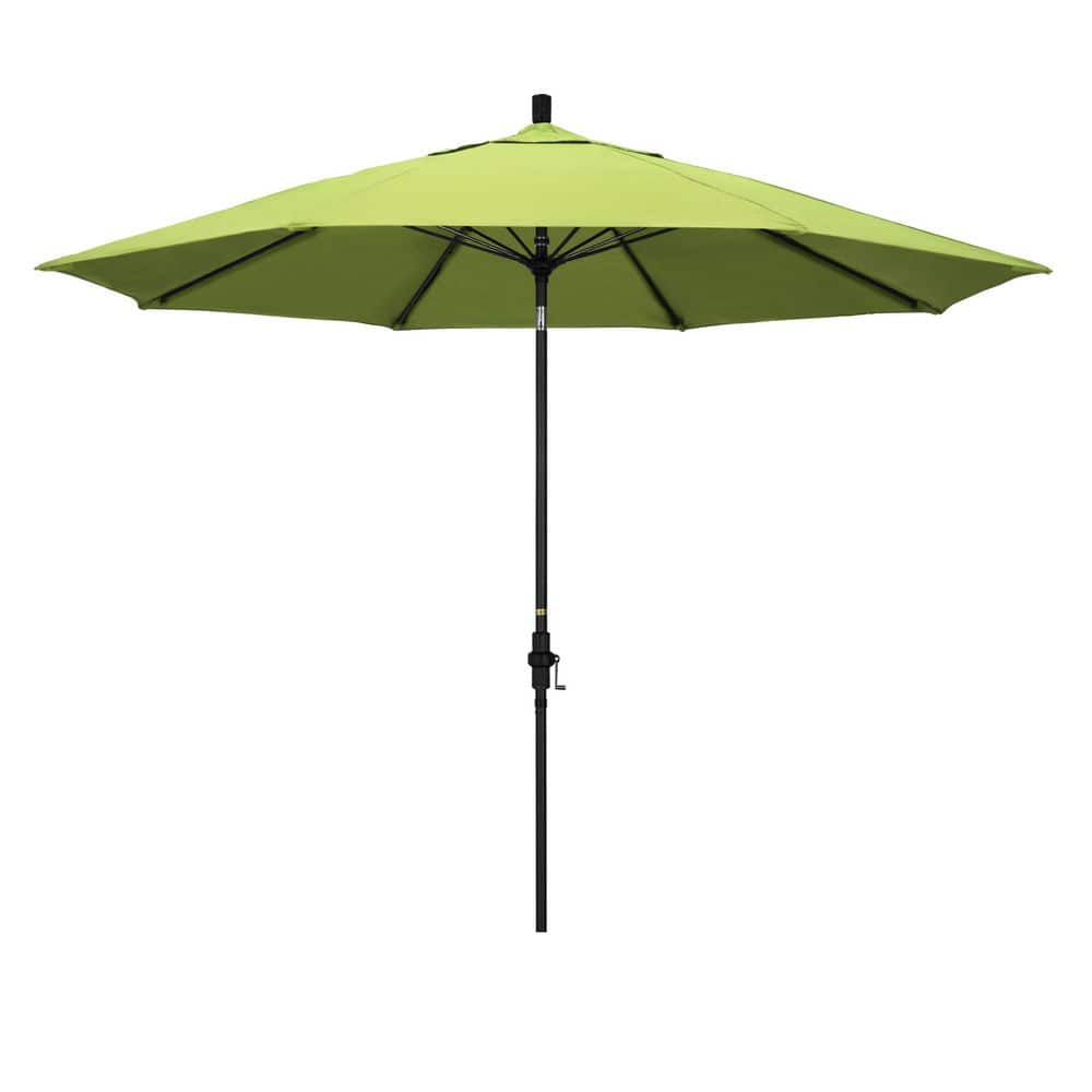 11 ft. Matted Black Aluminum Market Patio Umbrella Fiberglass Ribs Collar Tilt Crank Lift in Parrot Sunbrella price history on PriceWatchPro