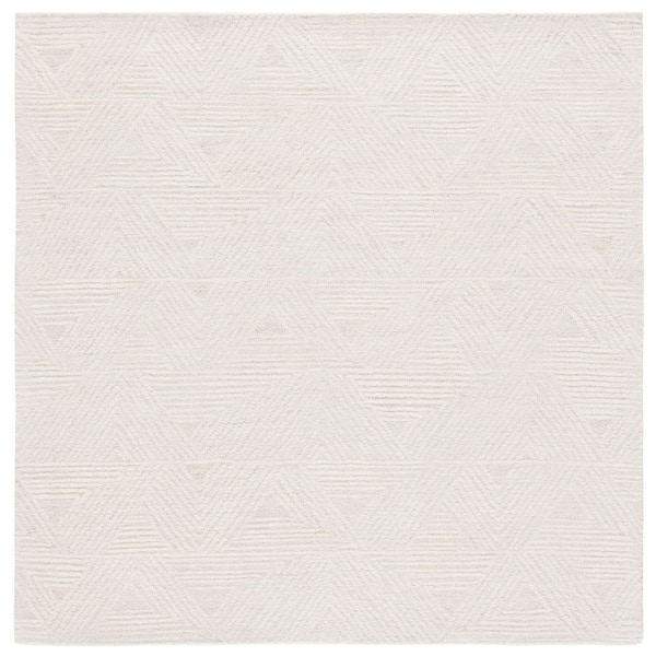 SAFAVIEH Ebony 6 ft. x 6 ft. Ivory/Beige Solid Geometric Square Area Rug