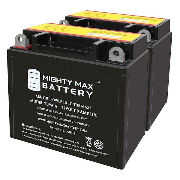 MIGHTY MAX BATTERY YB9A-A 12V 9AH 130 CCA Replacement Battery Compatible with YuMicron YB9A-A - 2 Pack