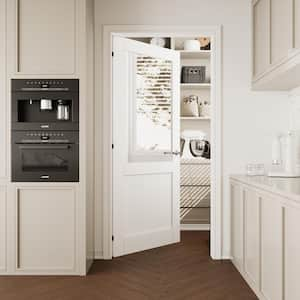 36 in. x 80 in. 1/2 Lite Mirrored Glass and Solid Core MDF White Primed Standard Interior Door Slab