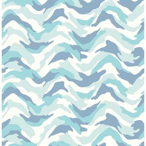Stealth Light Blue Camo Wave Strippable Wallpaper (Covers 56.4 sq. ft.)