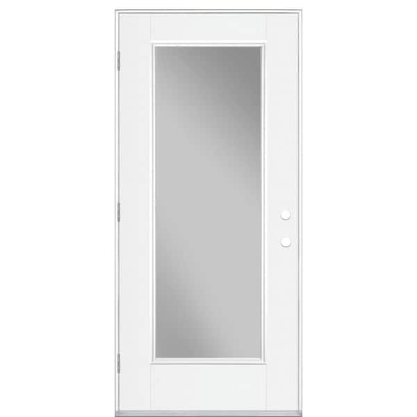 Masonite 36 in. x 80 in. Full Lite Right-Hand Outswing Primed Smooth Impact Fiberglass Prehung Front Exterior Door No Brickmold