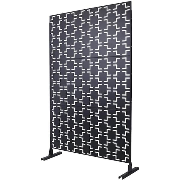 6.3 ft. x 4 ft. Outdoor Metal Freestanding Decorative Privacy Screen, Fence Panels for Deck Balcony Lawn Garden, Black