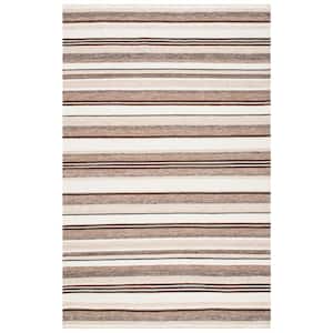 Striped Kilim Natural Ivory Doormat 3 ft. x 5 ft. Striped Area Rug
