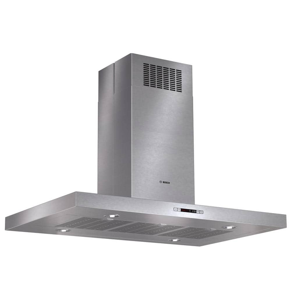 Bosch 800 Series 42 in. Box Canopy Style Island Hood with Lights in Stainless Steel, Silver