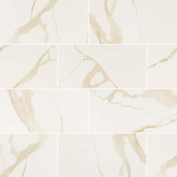 MSI Ader Calacatta 24 in. x 48 in. Polished Porcelain Floor and Wall Tile (16 sq. ft./Case)