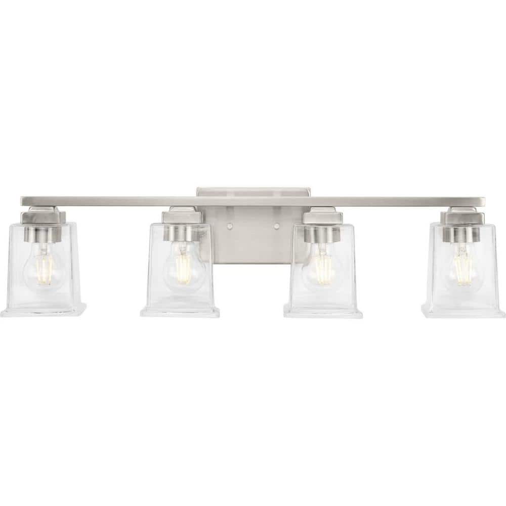 Gilmour Brushed Nickel 4-Light Vanity with Clear Glass Shades