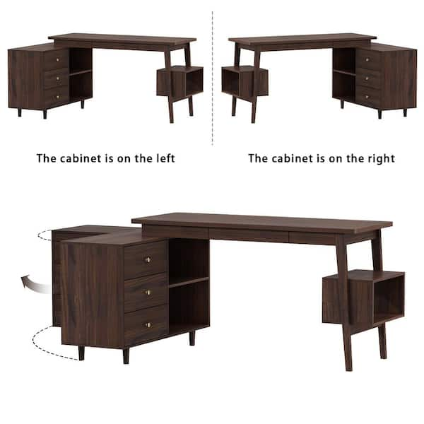 Flash outlet Wooden Desk Set 7 Accessories Brown Color