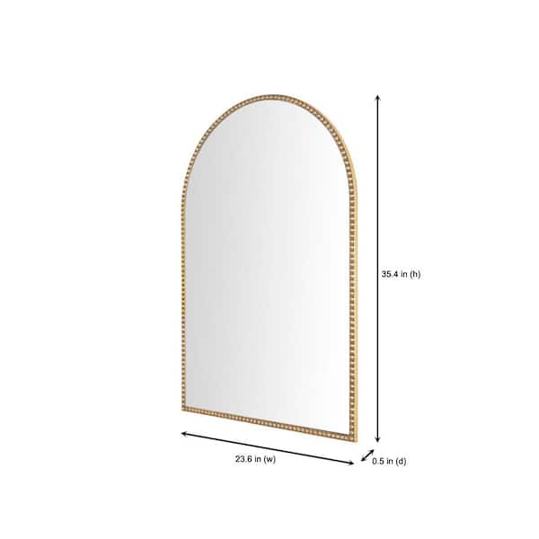 Medium Arched Gold Antiqued Classic Accent Mirror (35 in. H x 24 in. W)